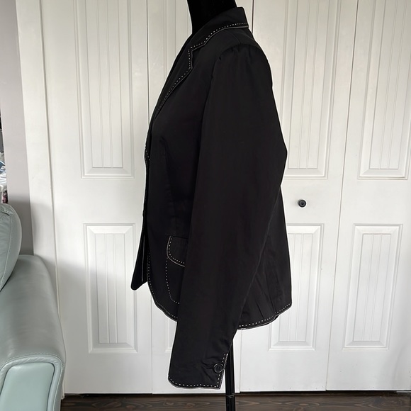 Glensport Collection, Black Blazer with White Stitch Decorative Trim, Size 14 - Picture 4 of 9
